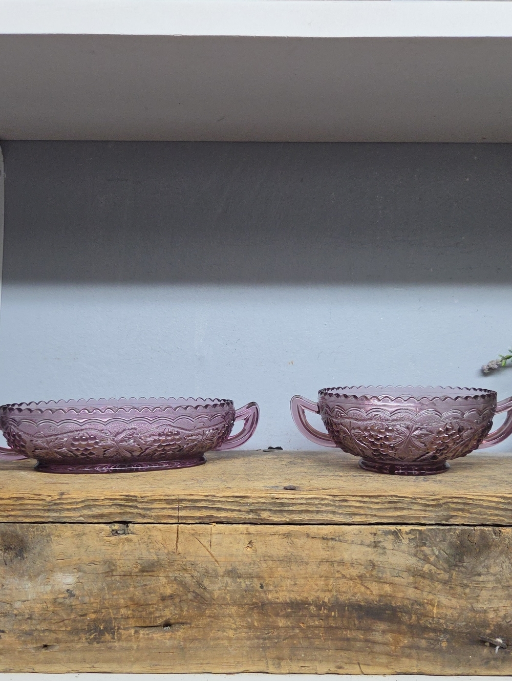 Vintage Indiana Glass Amethyst Purple Dish Set - "Irvington Grap